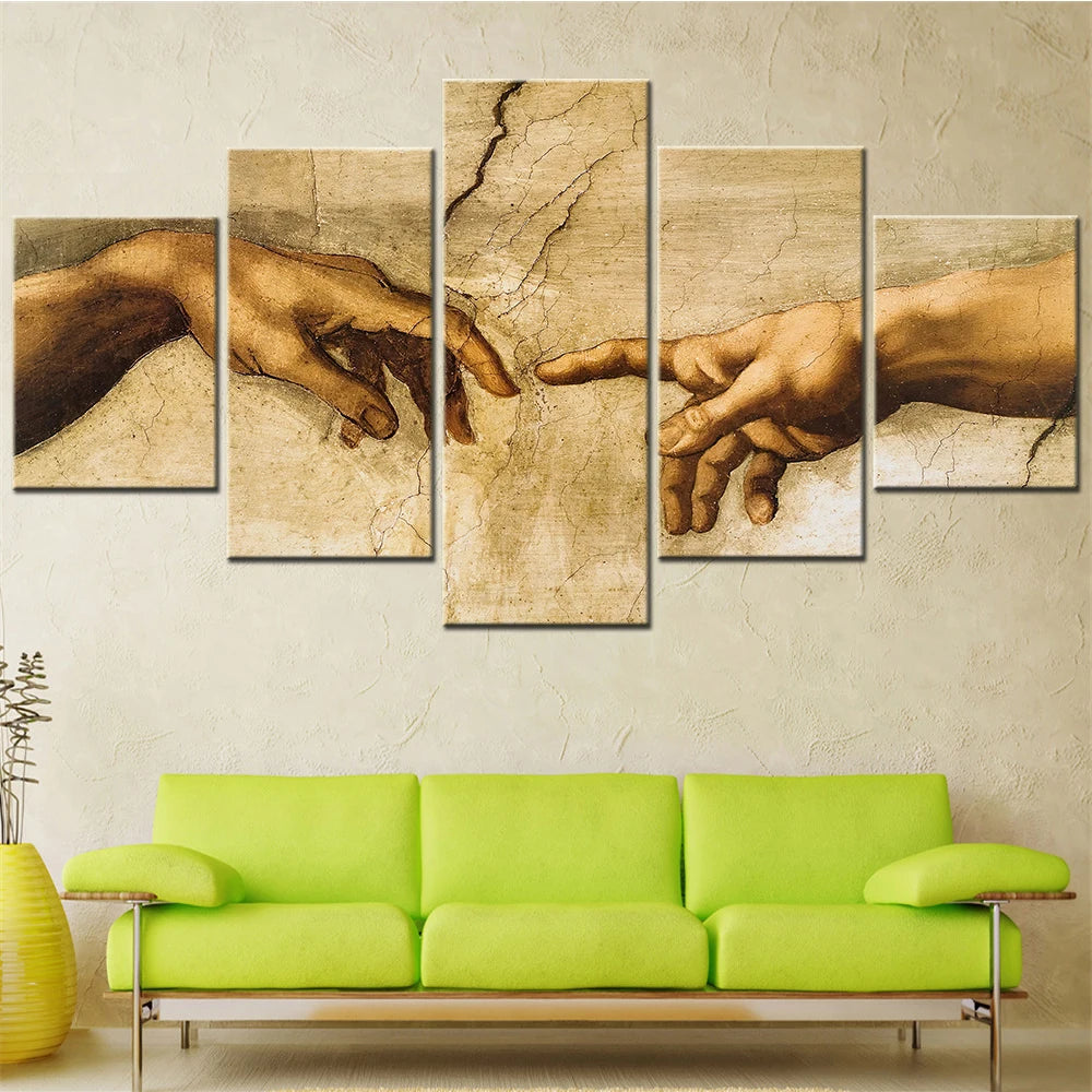 "The Creation of Adam" 5 Panel Canvas Paintings Wall Art - Shine Solutions