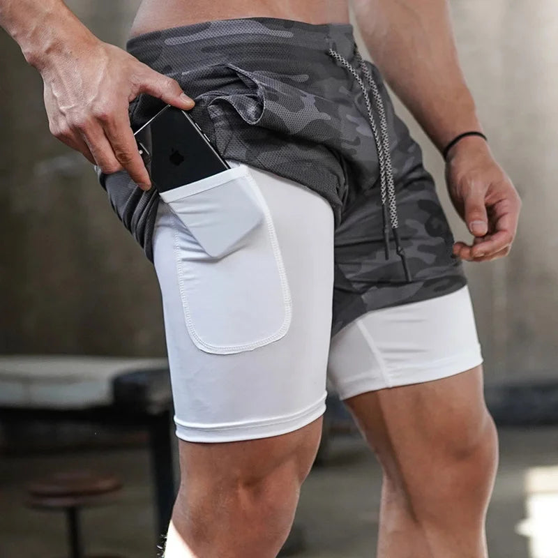 2 In 1 Quick Dry Workout Men Shorts