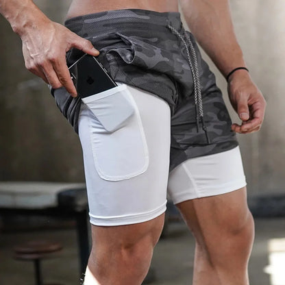 2 In 1 Quick Dry Workout Men Shorts