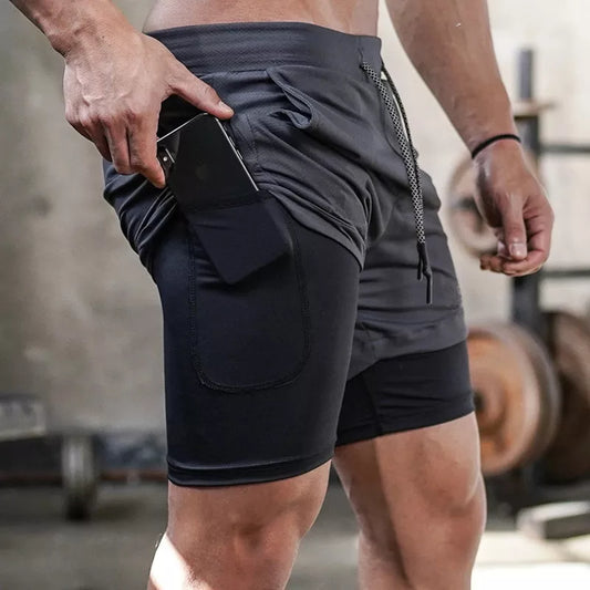 2 In 1 Quick Dry Workout Men Shorts